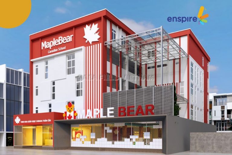Trường mầm non quốc tế Hà Nội Maple Bear được thiết kế độc đáo màu đỏ đẹp mắt