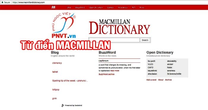 Một kho từ điển trên trang web
